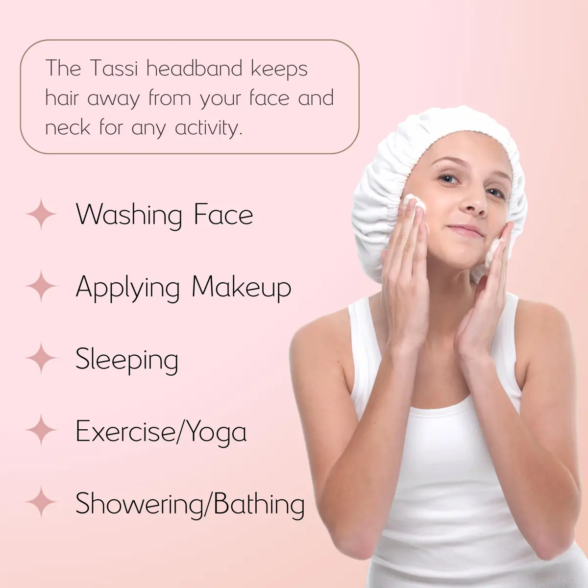 TASSI White Hair Holder Head Wrap Stretch Terry Cloth | Gentle, Easy & Comfortable for All Hair Types - view 4