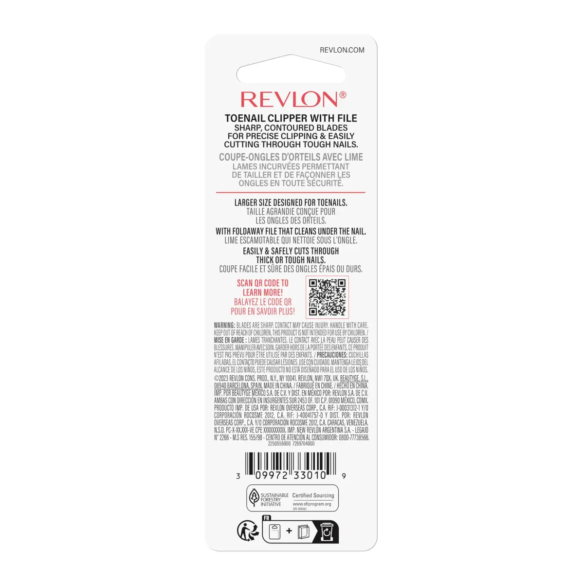 Revlon Toenail Clipper With File, Alloy Steel Curved Blade, Silver (1 Count) - view 8