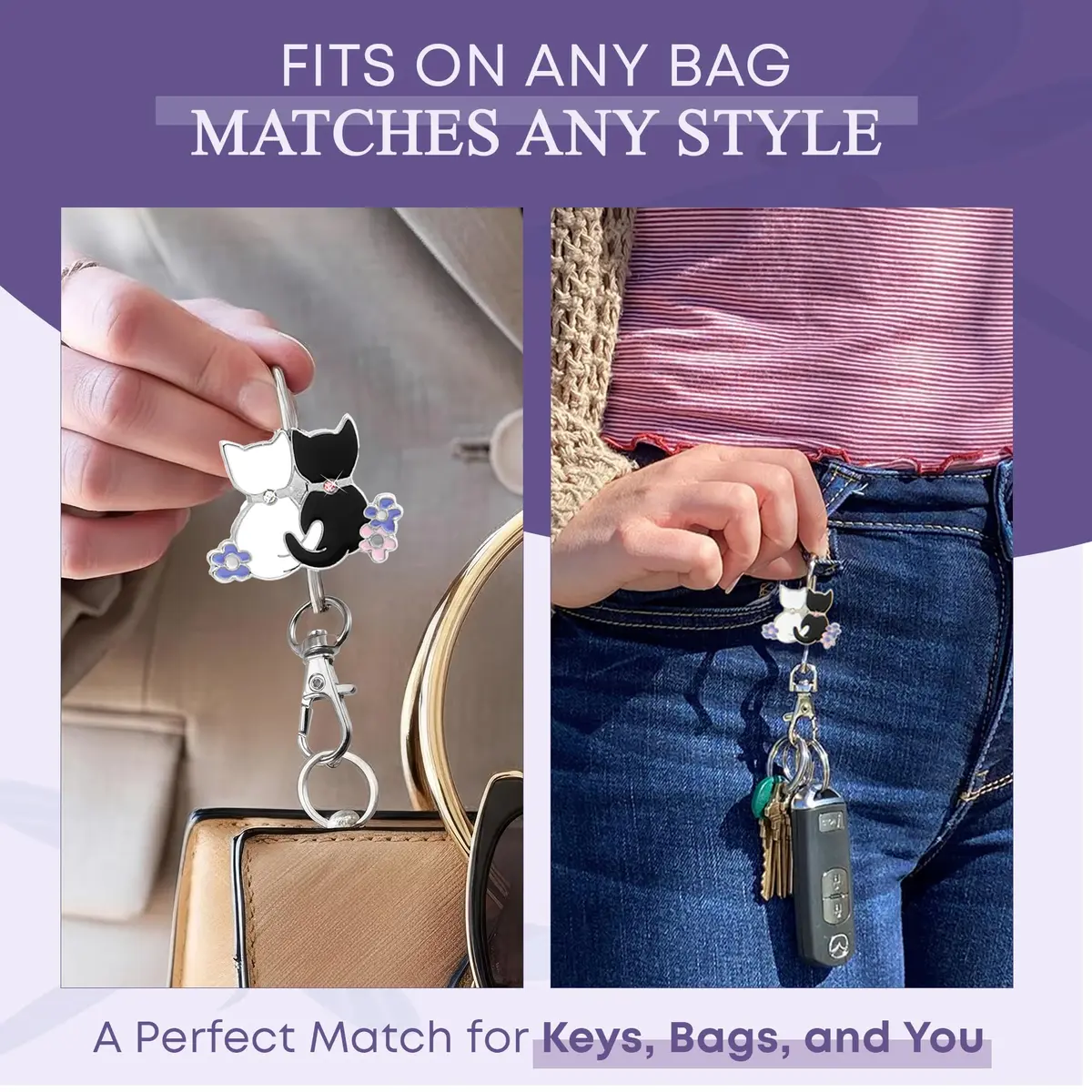 Finders Key Purse Two Kitties Key Finder | Stylish & Multifunctional (One Size) - view 5