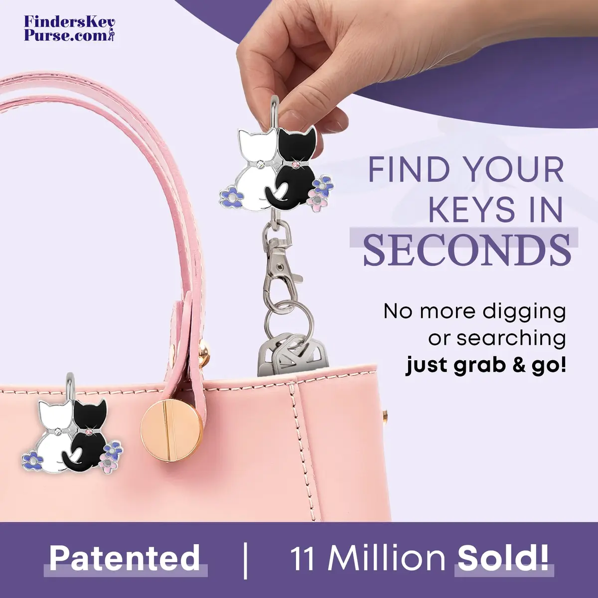 Finders Key Purse Two Kitties Key Finder | Stylish & Multifunctional (One Size) - view 3