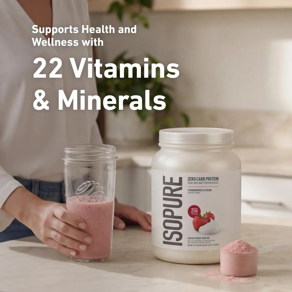 Isopure Zero Carb Whey Protein Isolate Strawberries & Cream 3.4 kg (7.5 Lbs) | 25g Protein Per Serving, Gluten & Lactose Free - view 5