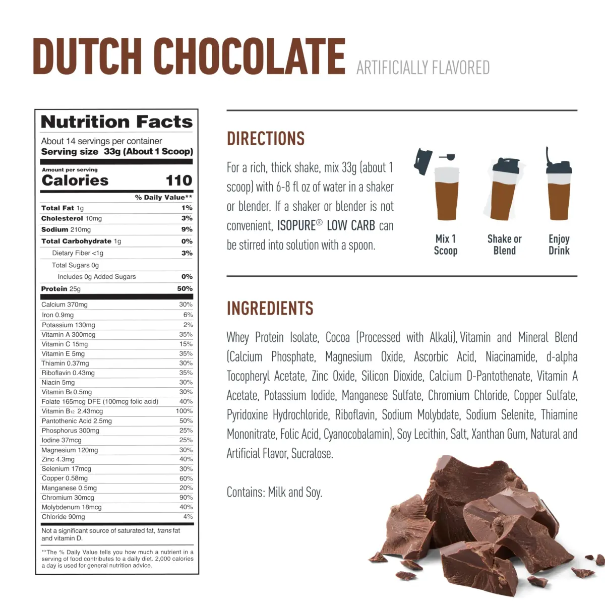 Isopure Low Carb Whey Protein Isolate Powder, Dutch Chocolate 3.4 kg (7.5 LB) | 25g Protein Per Serving, Zero Sugar, Immune Support - view 7