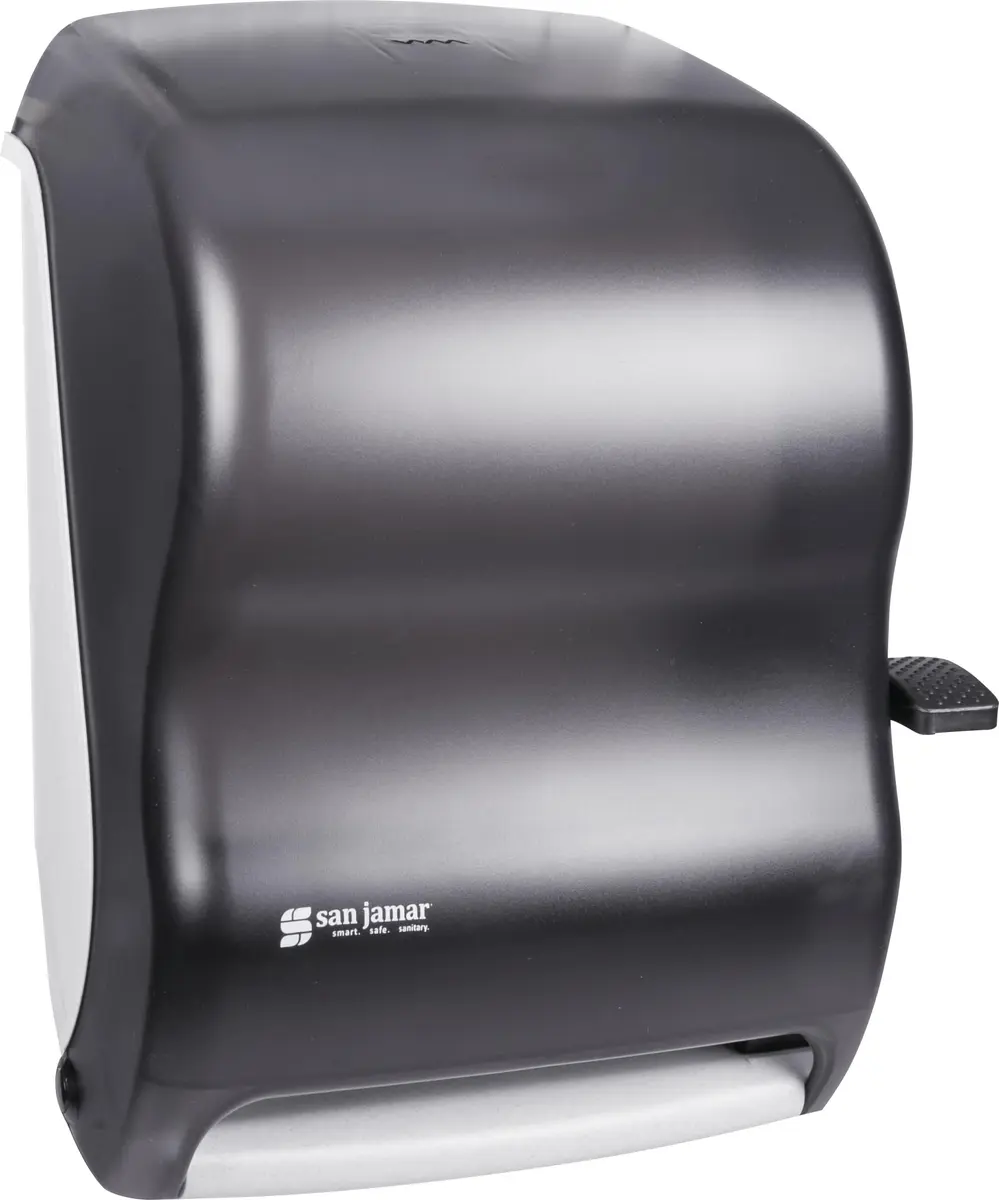 San Jamar T1100TBK Lever Roll Towel Dispenser w/o Transfer Mechanism- Black | Durable Plastic, Wall Mount, Easy Refill - main product image