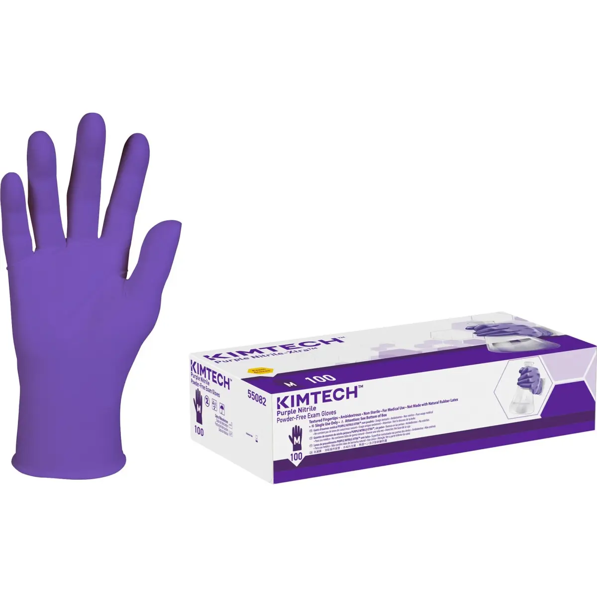 Halyard Health Professional 55082 Purple Nitrile Exam Gloves, 242 mm (9.5") Length, Medium, Box of 100 | Medical Grade Nitrile Gloves for Professionals - main product image