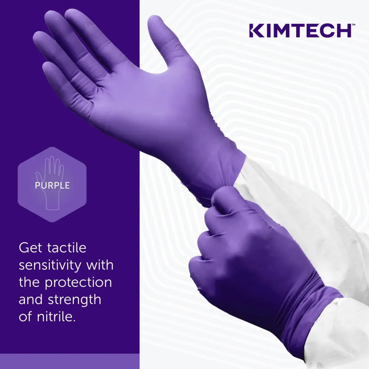 Halyard Health Professional 55082 Purple Nitrile Exam Gloves, 242 mm (9.5") Length, Medium, Box of 100 | Medical Grade Nitrile Gloves for Professionals - view 5
