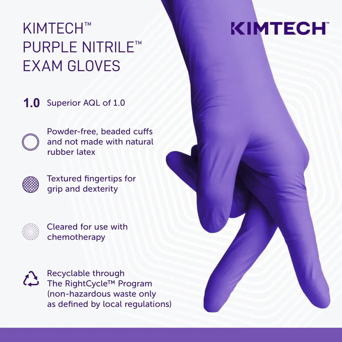 Halyard Health Professional 55082 Purple Nitrile Exam Gloves, 242 mm (9.5") Length, Medium, Box of 100 | Medical Grade Nitrile Gloves for Professionals - view 7