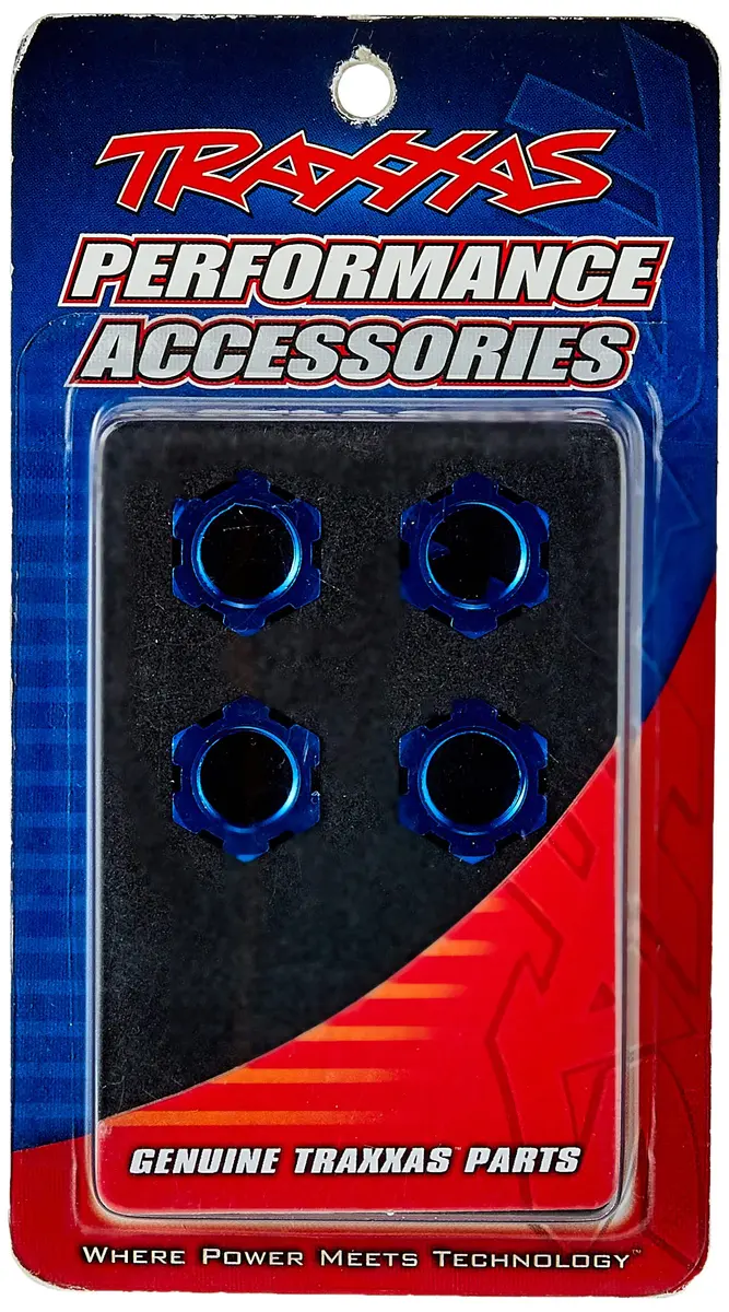 Traxxas 5353 Blue-Anodized Aluminum 17mm Splined Wheel Nuts (Set of 4) | RC Vehicle Parts - main product image