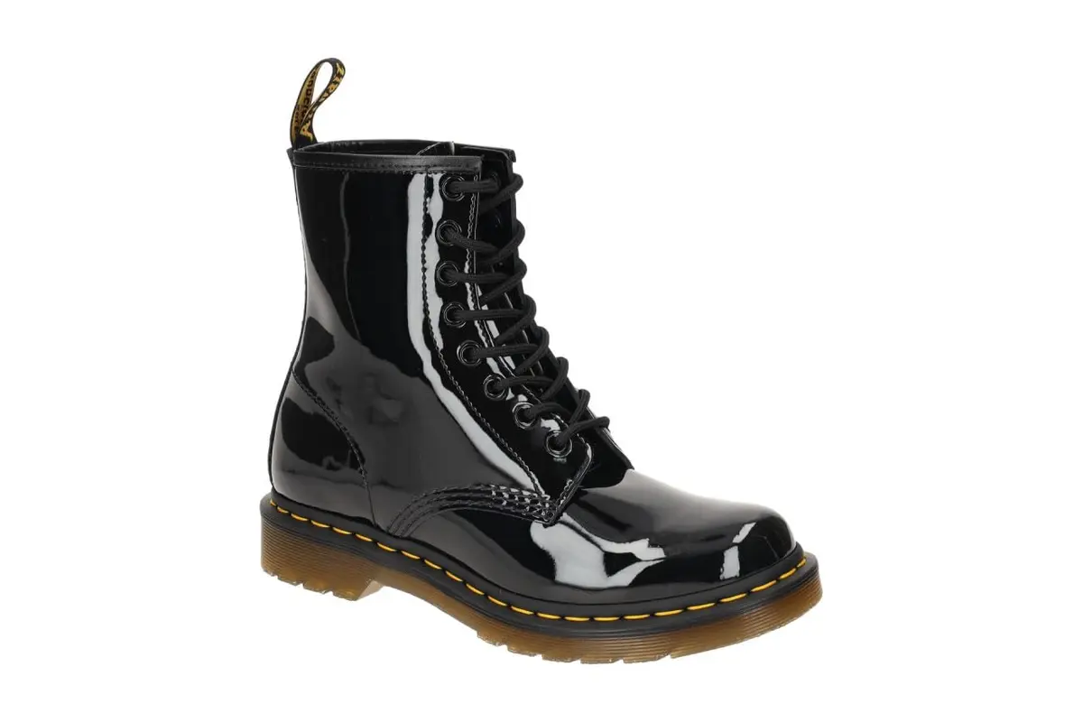 Dr. Martens Women's 1460 W Patent Leather 8 Eye Boot, Black, 11 | Classic Combat Style with Glossy Finish - view 3
