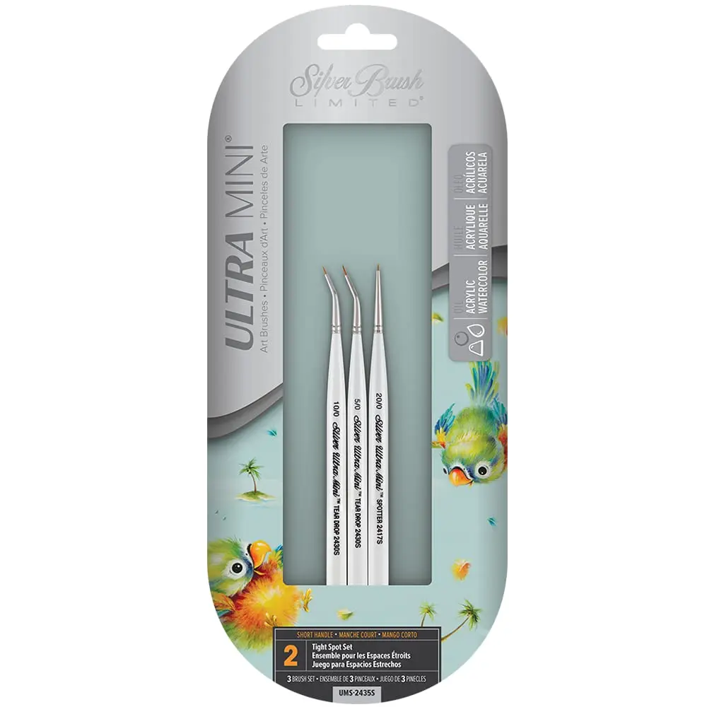 Silver Brush Limited Ultra Mini Tight Spot Paintbrush Set, 3pc | Fine Detail Control for Artists - main product image
