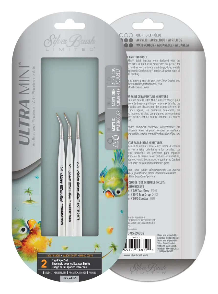 Silver Brush Limited Ultra Mini Tight Spot Paintbrush Set, 3pc | Fine Detail Control for Artists - view 2