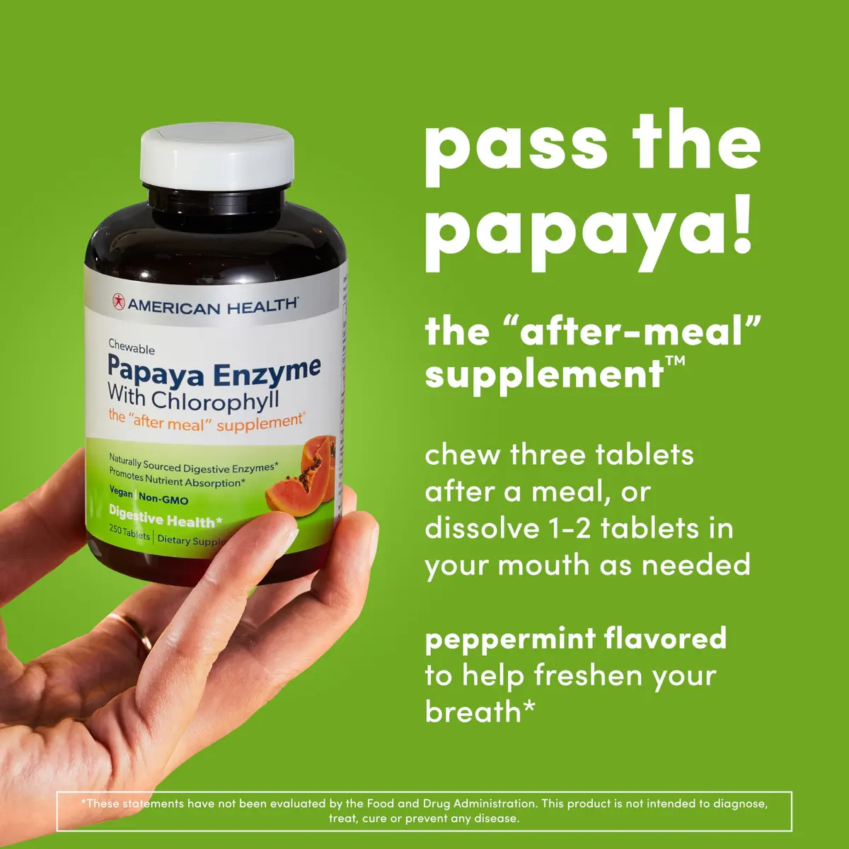 American Health Papaya Enzyme w/Chlorophyll Chewable Tablets 100ct | Digestive Support & Breath Freshening - view 4
