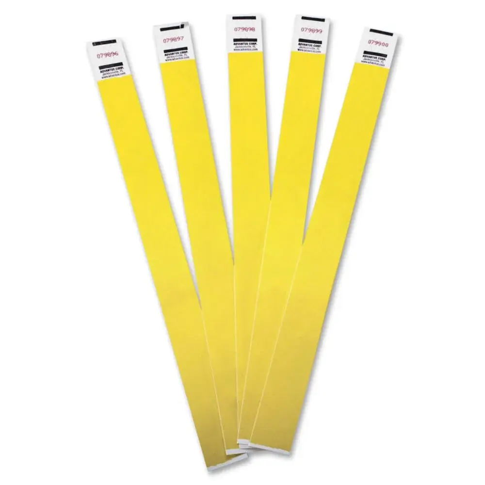 Advantus Tyvek Numbered Wristbands Yellow 100-Pack | Crowd Management Solution - main product image
