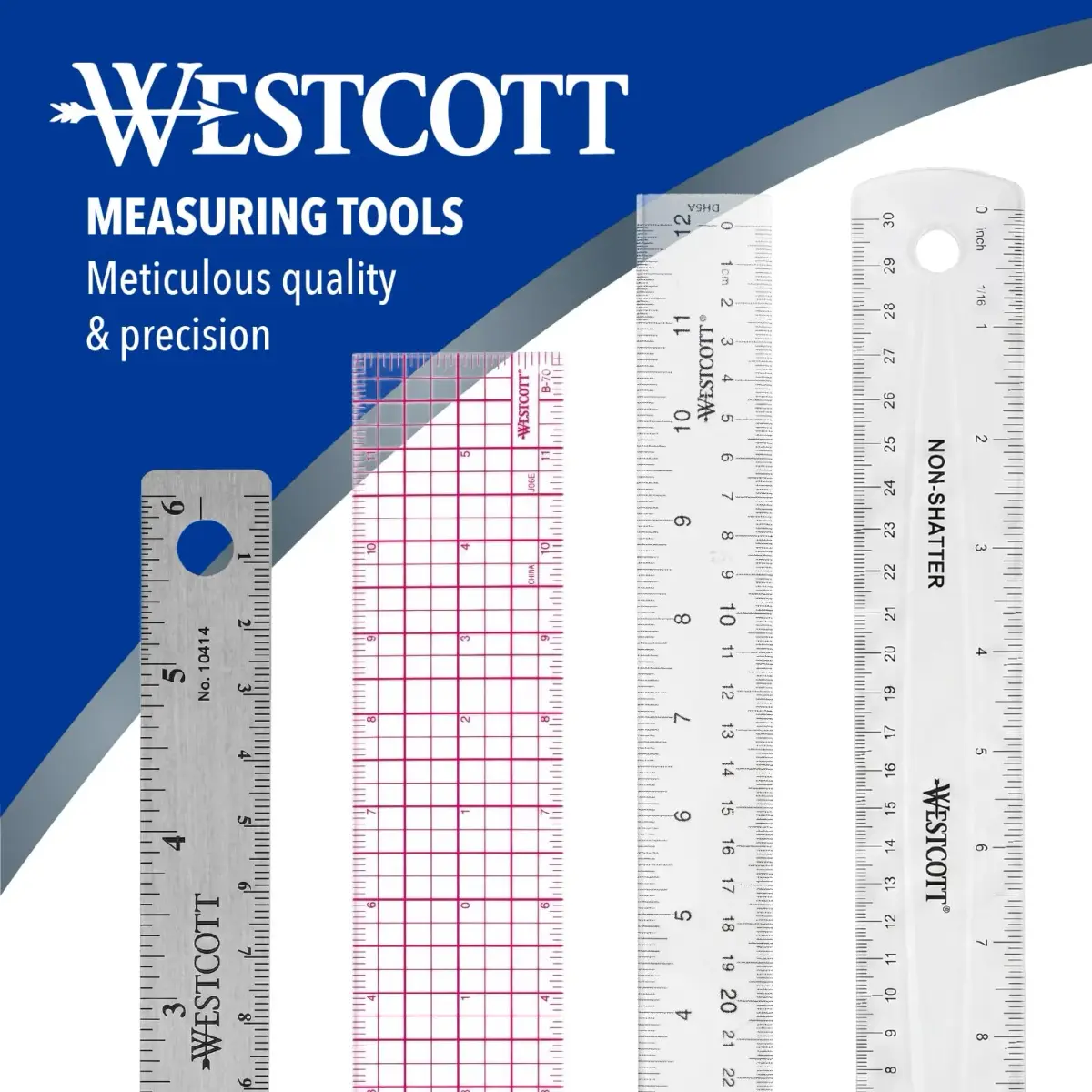 Westcott Stainless Steel Metal Ruler with Non-Slip Cork Base, 6 Inch (15.24 cm) | Precision Measurement Tool - view 5