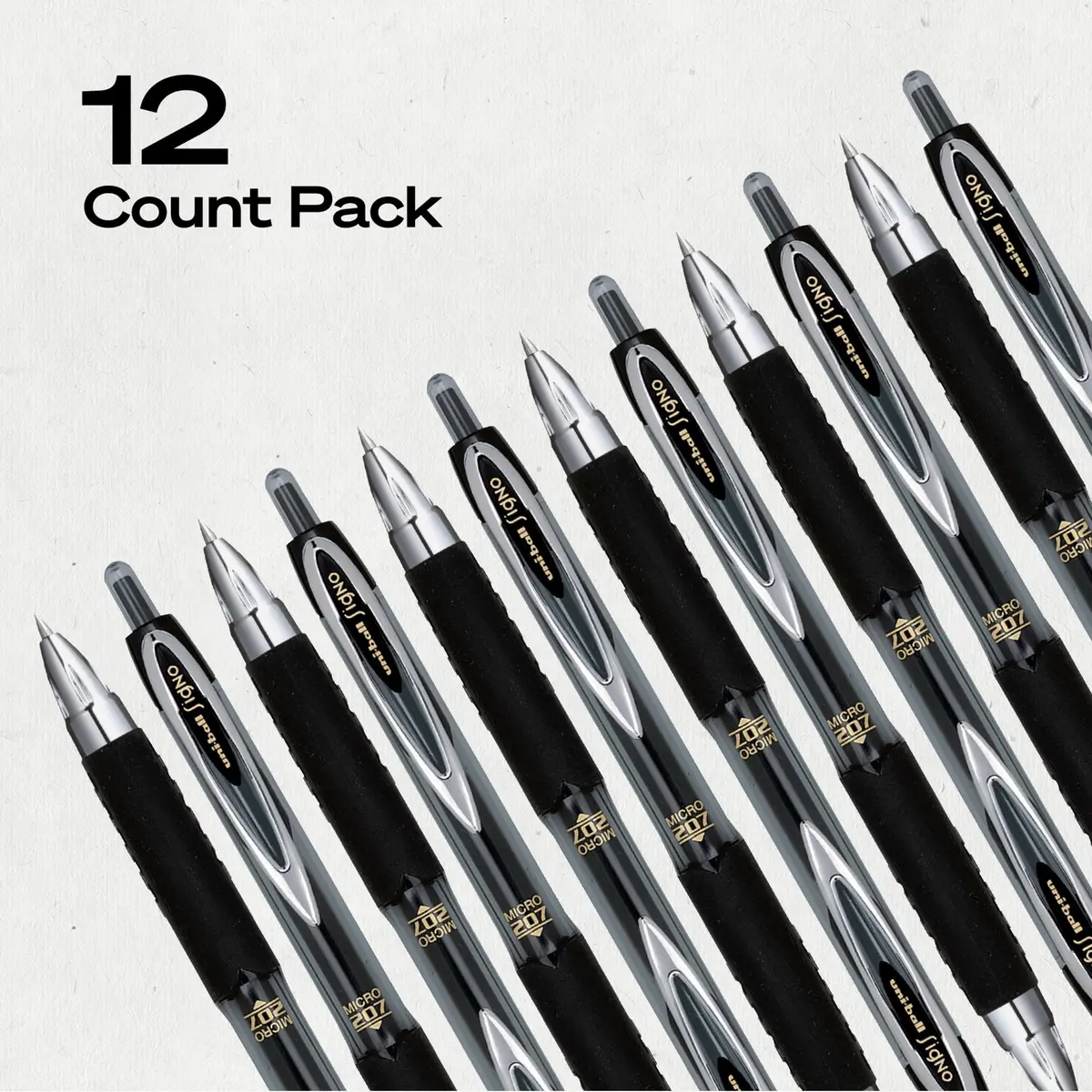 Uni-Ball 207 Gel Pens, 0.5mm Micro Point, Retractable, 12 Pack | Precise, Water-Resistant Ink - view 8