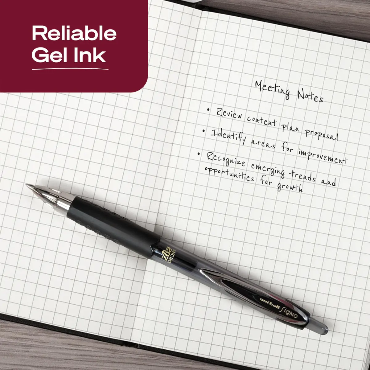 Uni-Ball 207 Gel Pens, 0.5mm Micro Point, Retractable, 12 Pack | Precise, Water-Resistant Ink - view 3