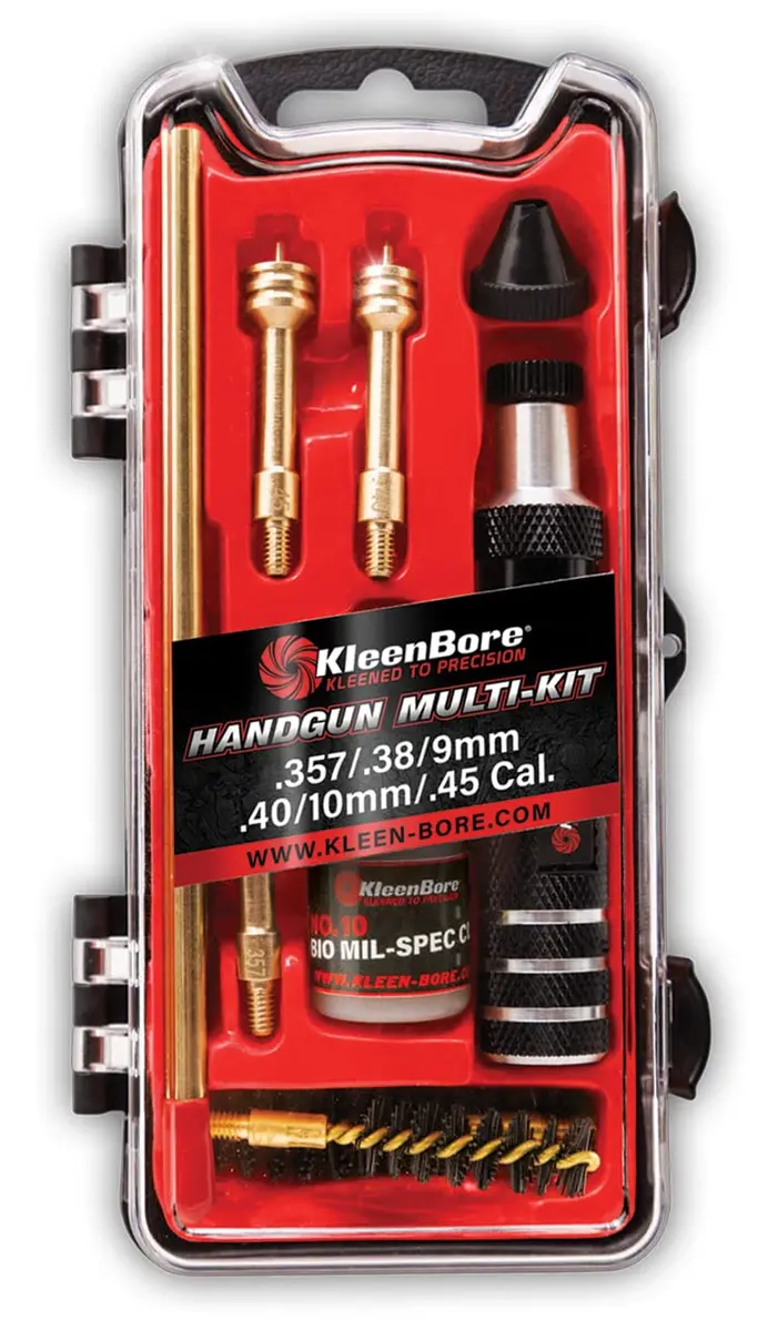 KleenBore Multi-Pistol Cleaning Kit .38/.40/.45 Caliber with Brass Rod & CLP | 8 oz (227 g) - main product image
