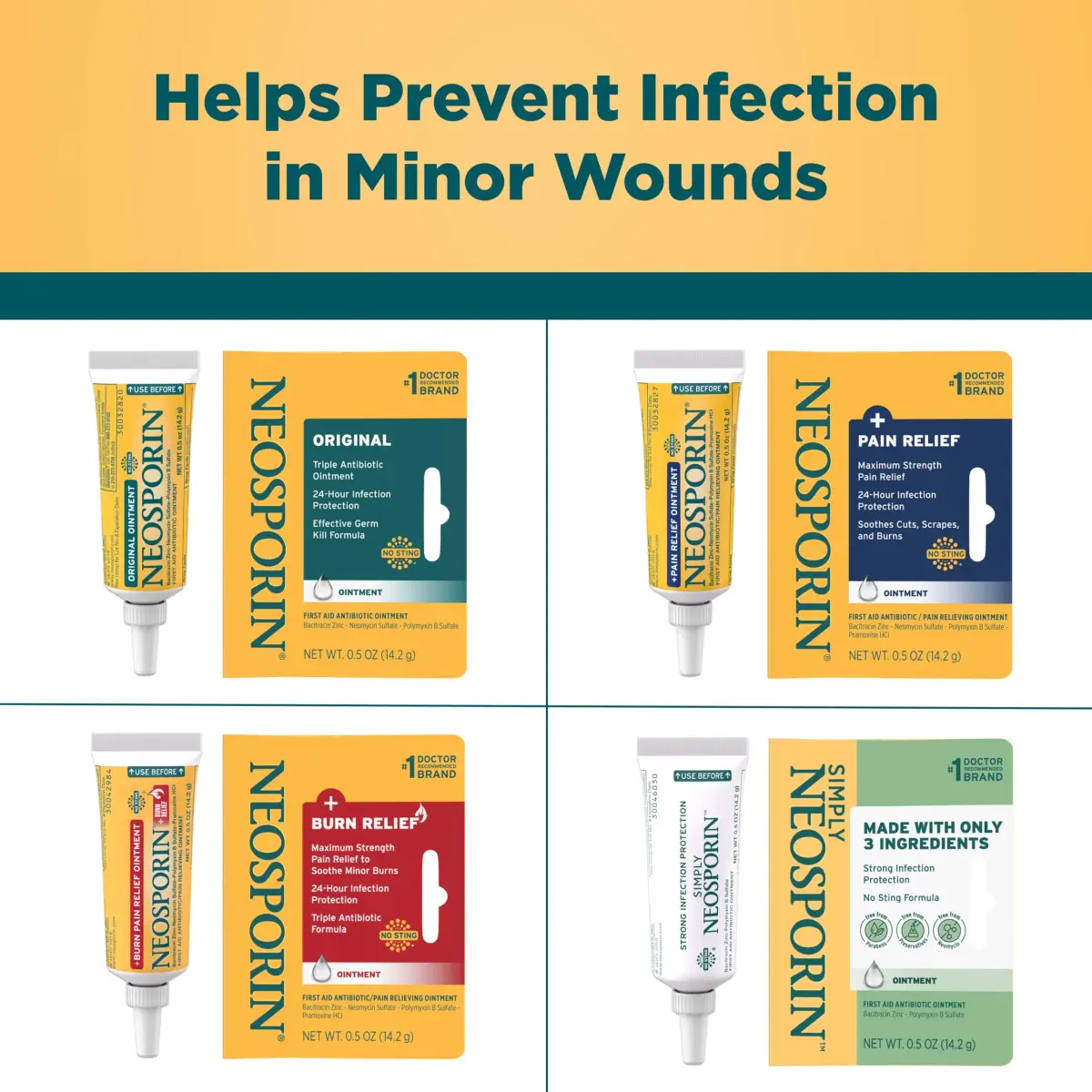 Neosporin Original Triple Antibiotic Ointment 0.5 oz (14.17 g) | 24-Hour Infection Protection - view 5