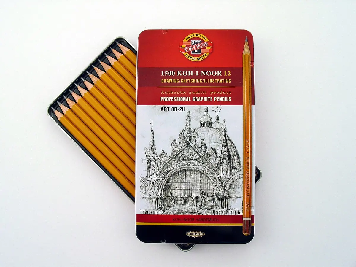 Koh-I-Noor Toison d'Or Graphite Pencil Artist Set, 8B-2H Degrees, 12 Pencils in Tin, 1 Each | Professional Drawing Tools - view 2