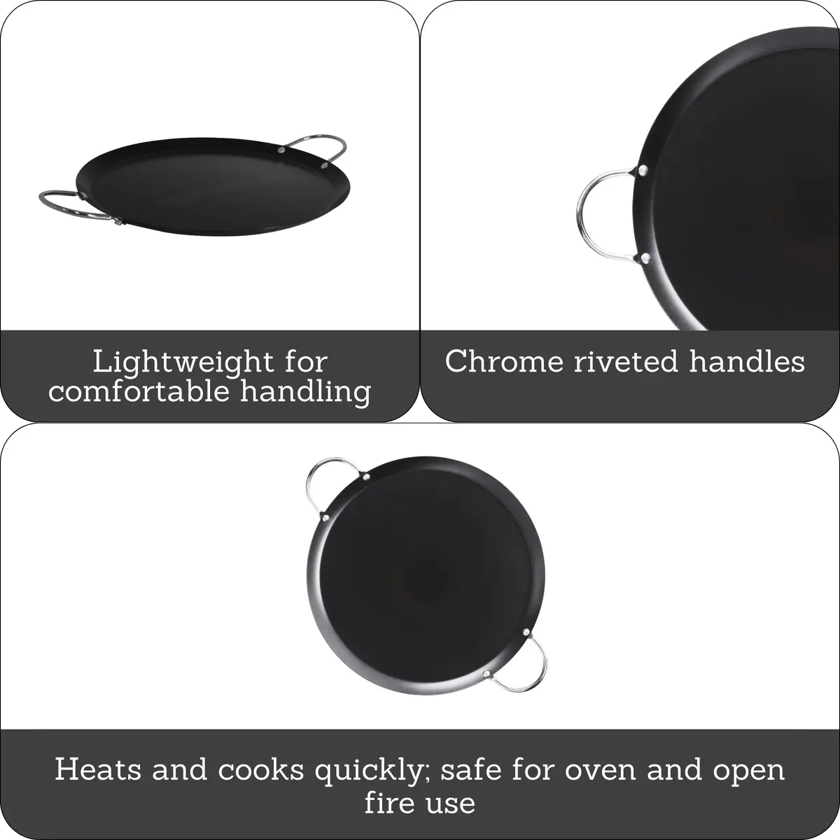 Imusa 11in Carbon Steel Nonstick Round Comal with Metal Handles | Versatile Kitchen Essential - view 3