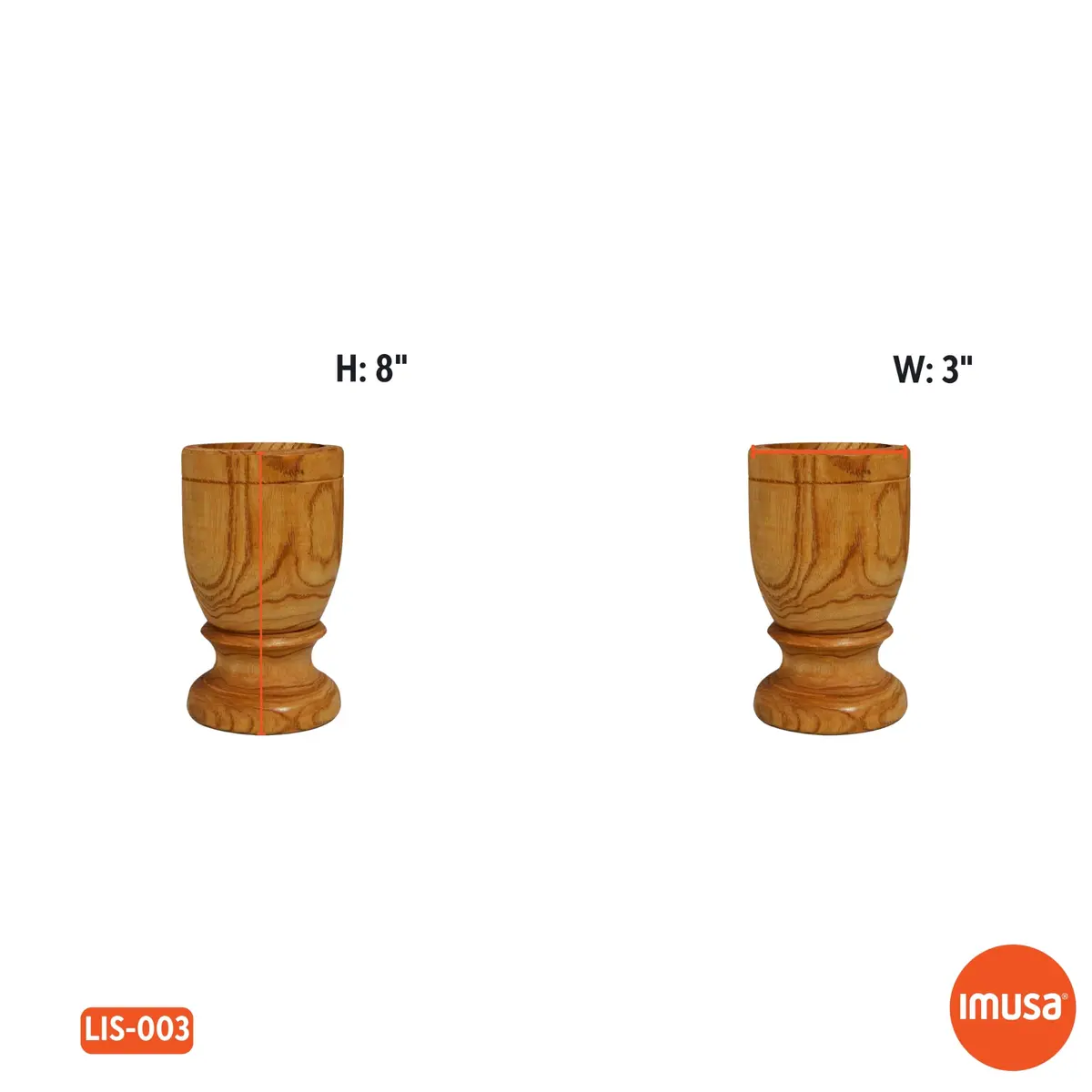 Imusa Small Wood Mortar & Pestle 3.5in | Handcrafted Kitchen Tool for Spices & Herbs - view 7