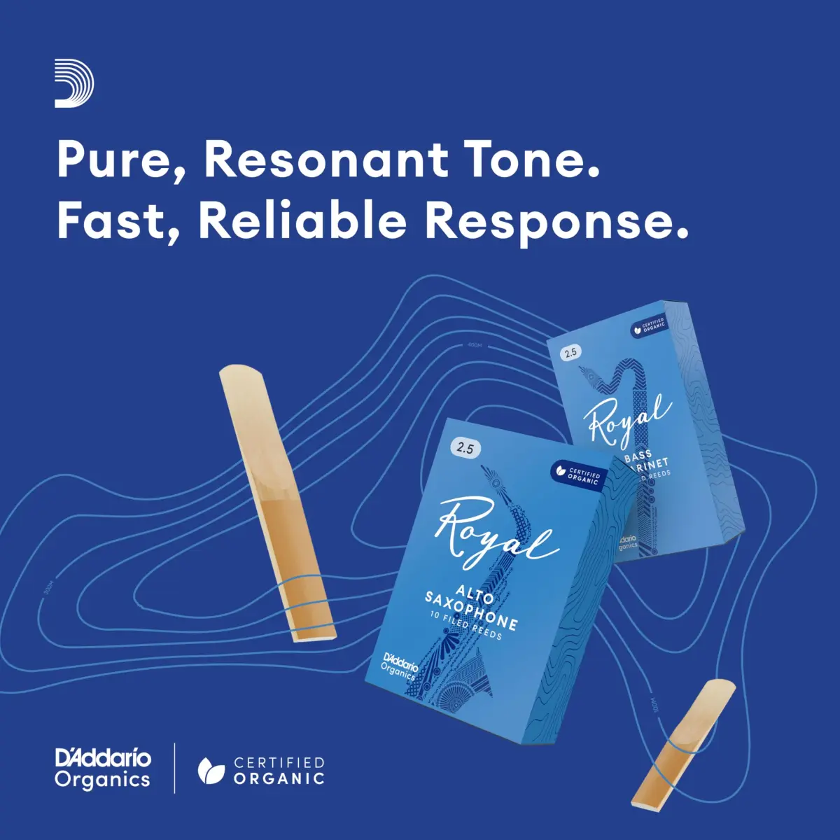 D'Addario Royal Organic Alto Saxophone Reeds, Strength 1.5, 3-Pack - view 4