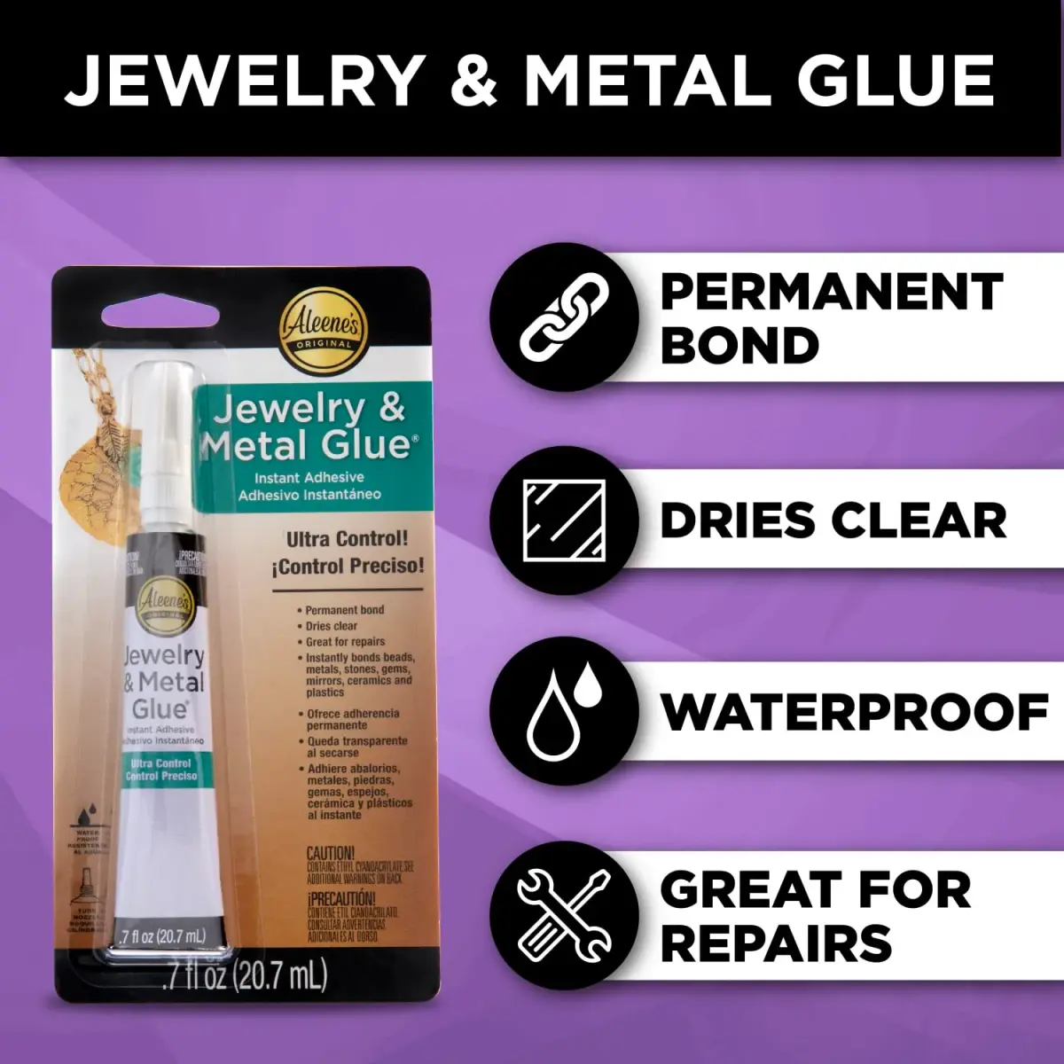 Aleene's Jewelry & Metal Glue 20.7ml (0.7 oz) | Instant Adhesive for Permanent Bonds - view 3