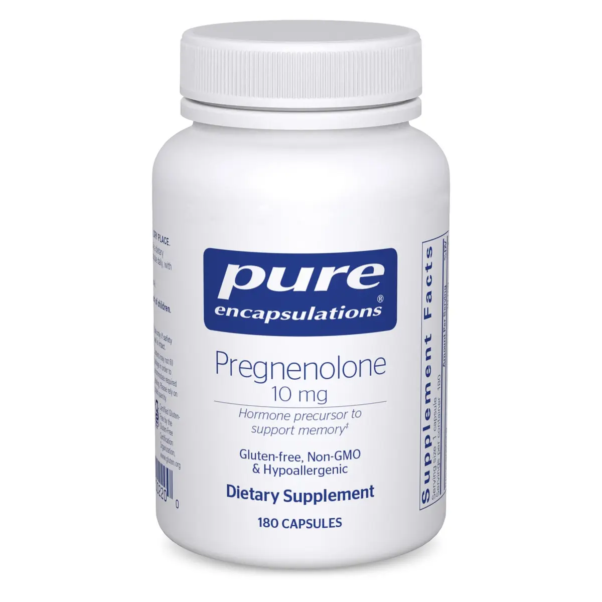 Pure Encapsulations Pregnenolone 10 mg Capsules (180 Count) | Hormone Precursor for Memory & Well-being - main product image