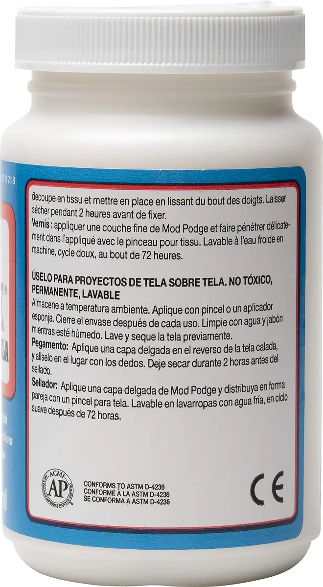Mod Podge Fabric Glue & Sealer 8 oz | Clear, Gloss Finish, Machine Washable - view 6