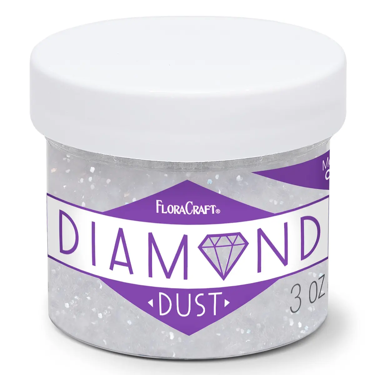 FloraCraft Diamond Dust Glitter 3 oz (88.7 ml) Clear Glass | Fine Ground Glass Sparkle for Crafts - main product image