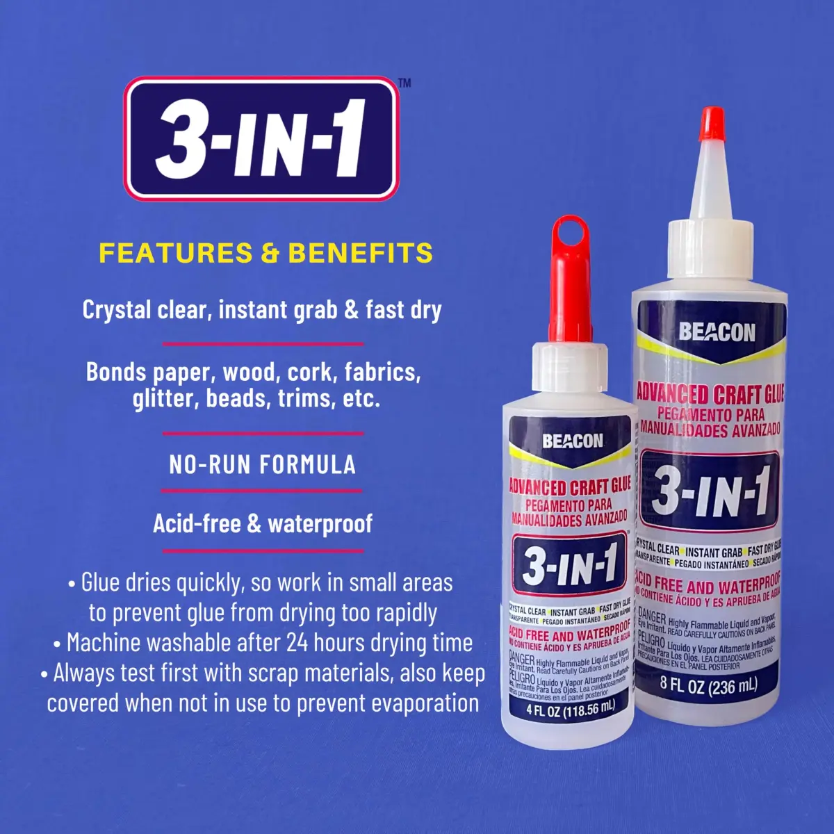 Beacon 3-in-1 Advanced Craft Glue 118ml (4 Ounce) | Fast-Drying, Crystal Clear Adhesive for Wood, Ceramics, Fabrics - view 5
