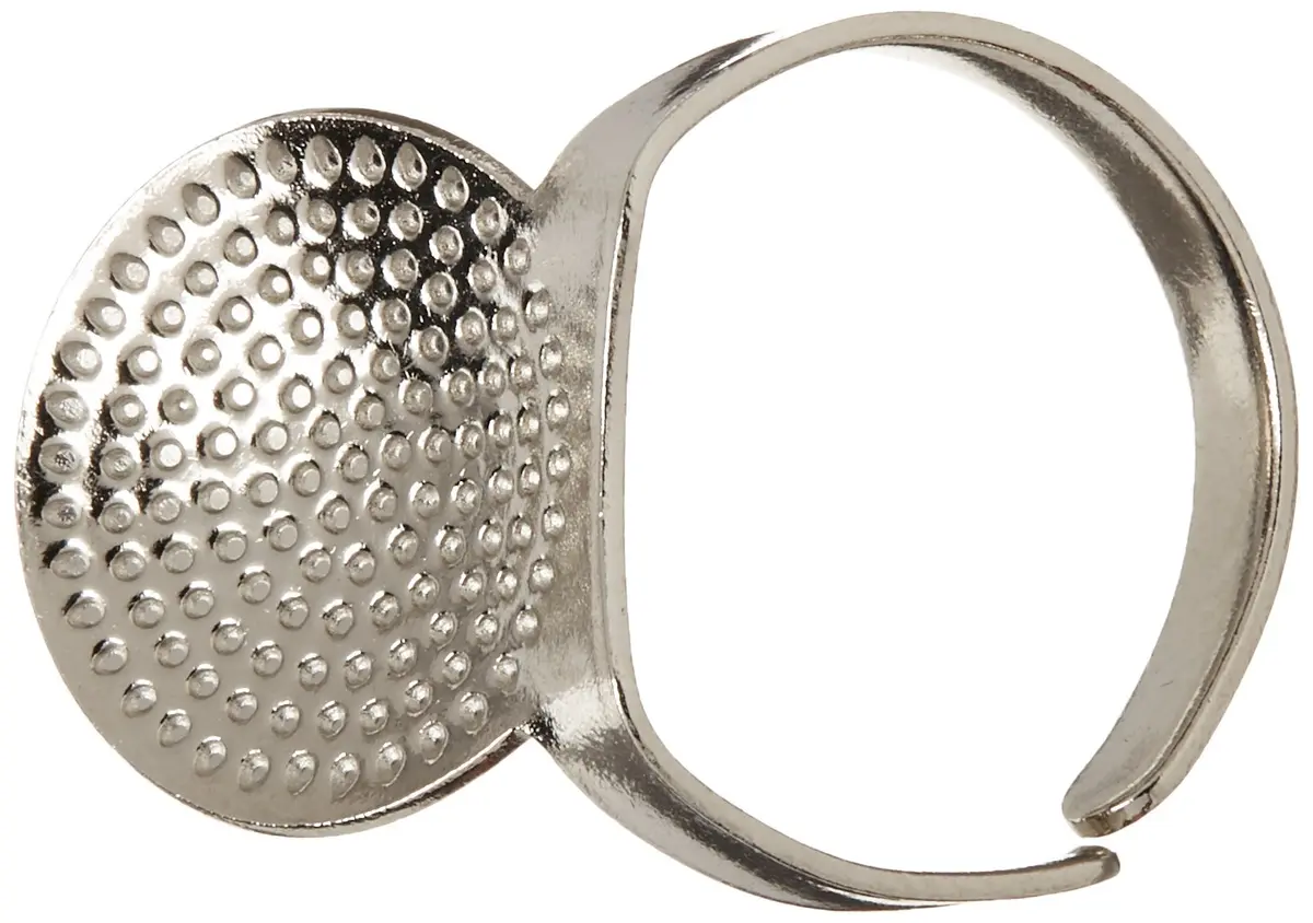 Clover 611 Adjustable Ring Thimble with Plate, #22 Brass | Sashiko & Long Running Stitches - main product image