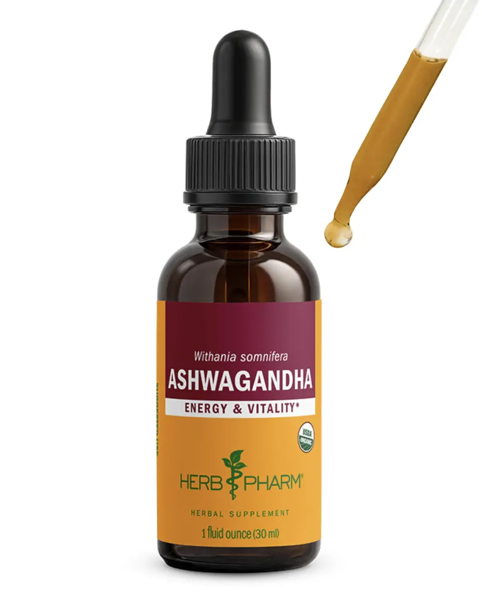 Herb Pharm Organic Ashwagandha Liquid Extract 30ml (1 Fl Oz) | Calming Ayurvedic Adaptogen for Stress Support - main product image