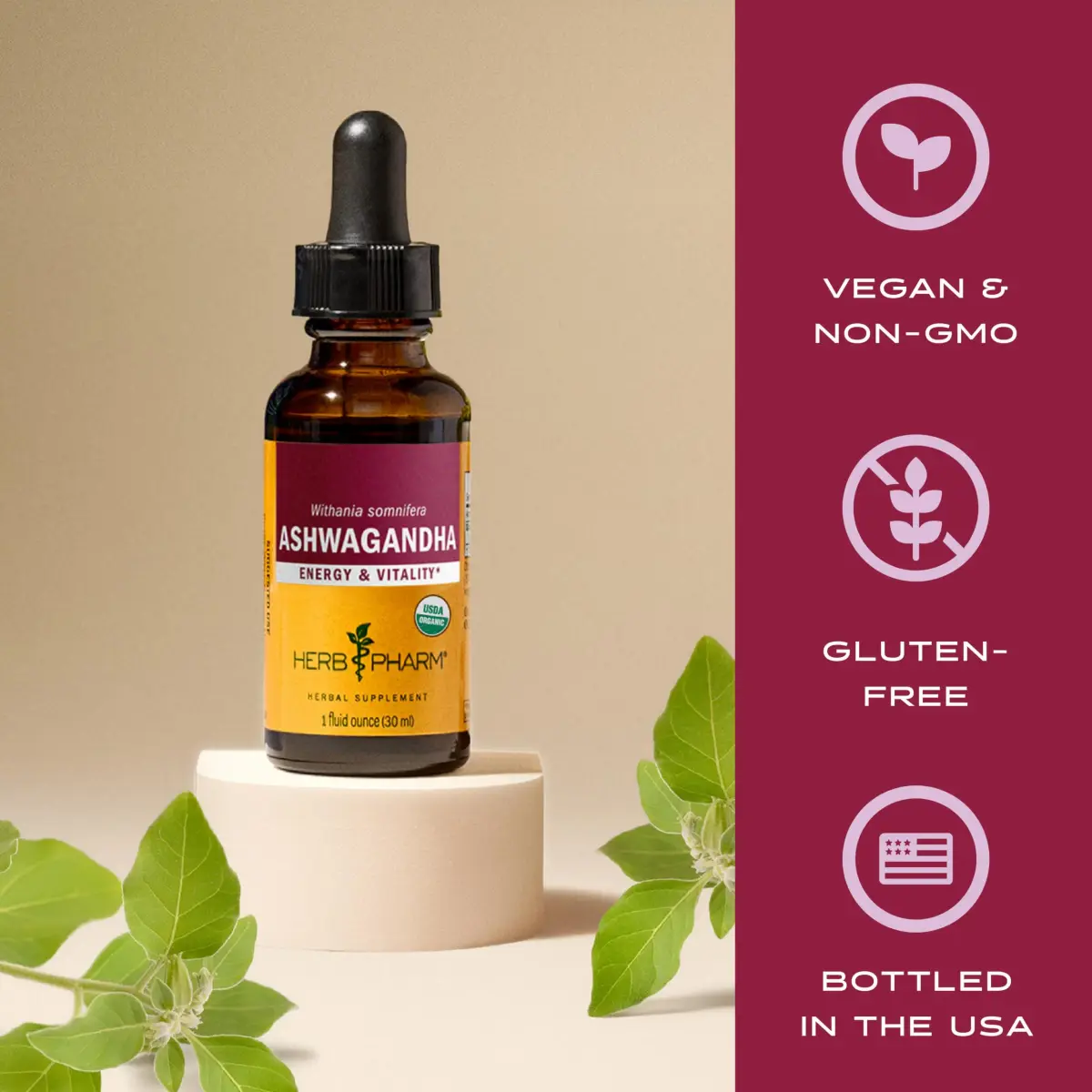 Herb Pharm Organic Ashwagandha Liquid Extract 30ml (1 Fl Oz) | Calming Ayurvedic Adaptogen for Stress Support - view 6