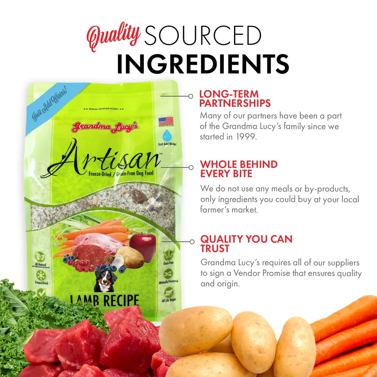 Grandma Lucy's Artisan Dog Food Grain Free Lamb 10Lb | Natural, Freeze-Dried, All Life Stages - view 4