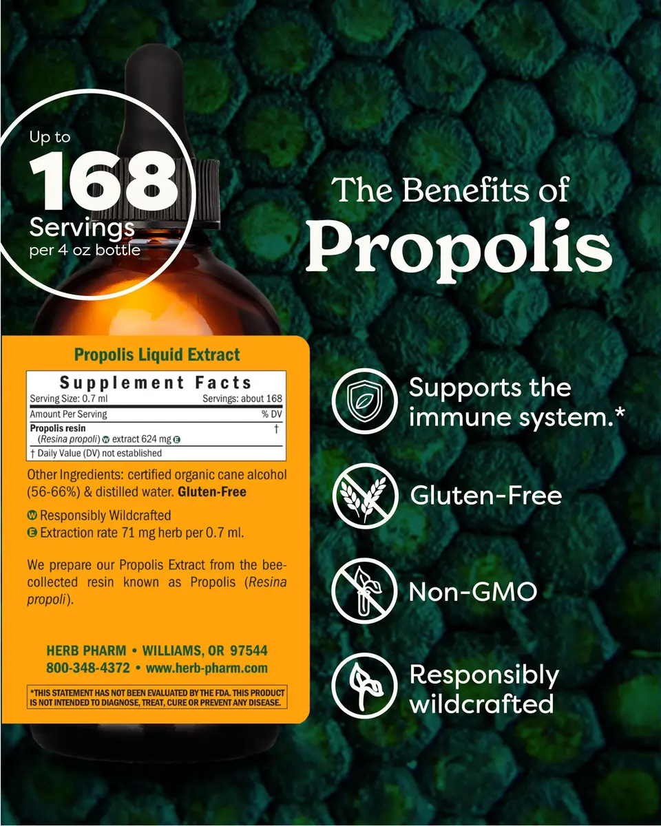 Herb Pharm Propolis Liquid Herbal Extract 118ml (4 Fl Oz) | Immune Support Tincture - view 2