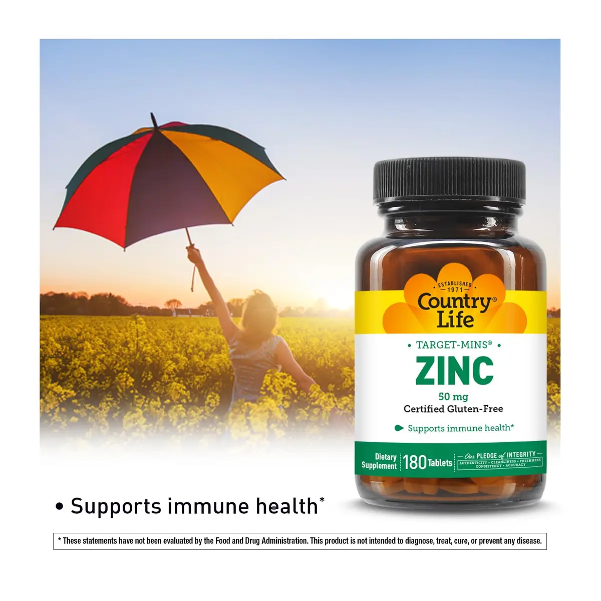 Country Life Target-Mins Zinc 50 mg 180 Tablets | Supports Immune & Protein Health - view 2