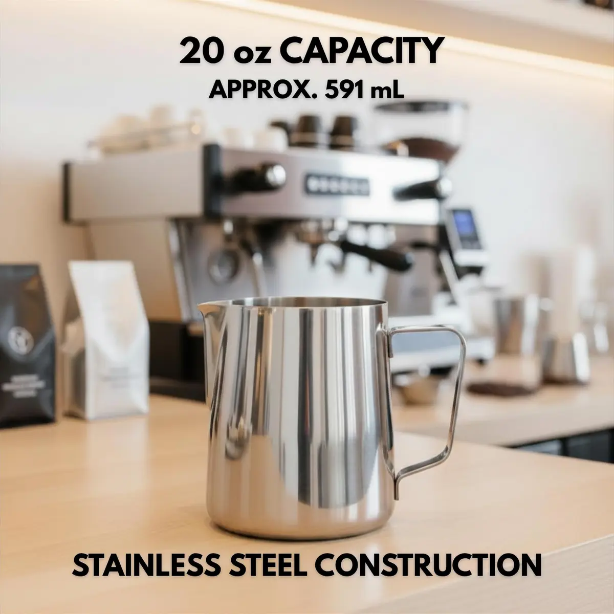 Rattleware 20oz Stainless Steel Latte Art Pitcher | Commercial-Grade Milk Frothing Tool - view 4