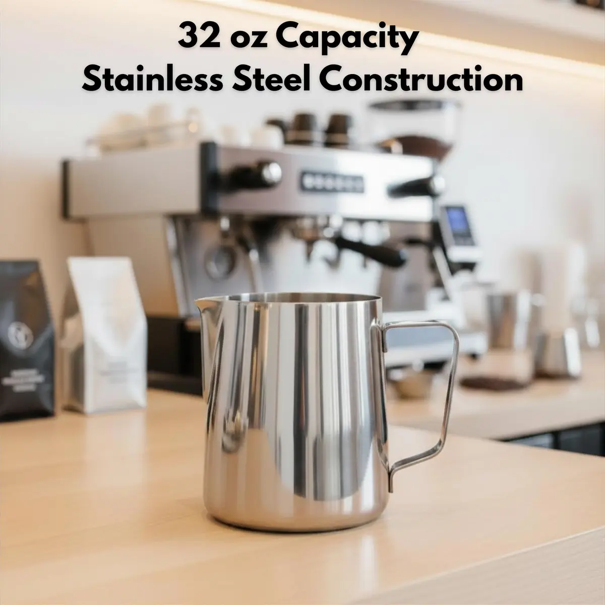 Rattleware 32oz Stainless Steel Latte Art Pitcher | Commercial Grade Milk Frothing Tool - view 4