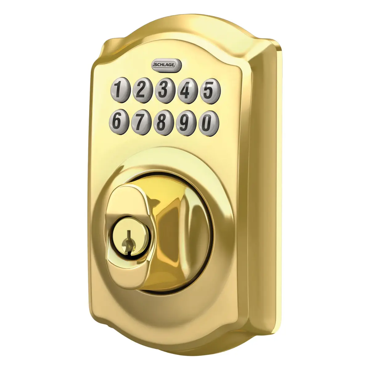 Schlage Electronic Keypad Deadbolt Lock Camelot Bright Brass | Keyless Security & Easy Install - view 5