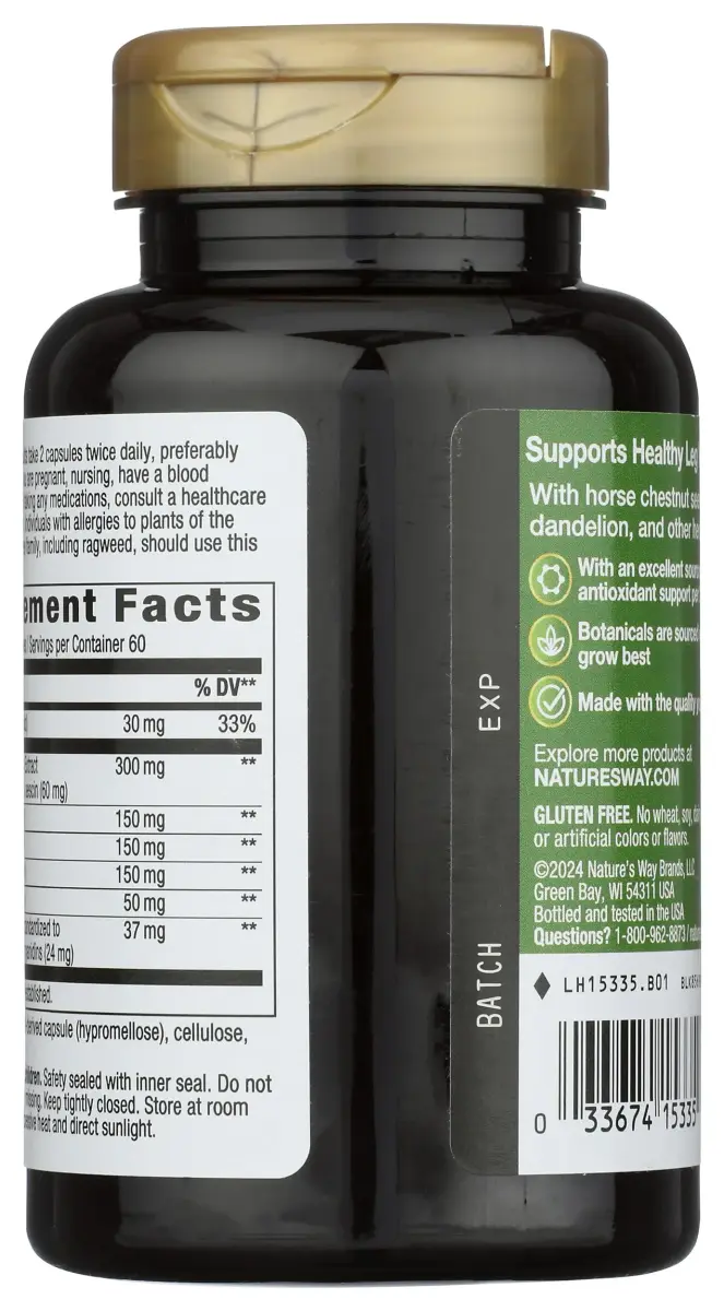 Nature's Way Leg Veins Premium Blend 120 Count (60 Servings) | Supports Healthy Leg Vein Strength with 6-Herb Blend - view 2