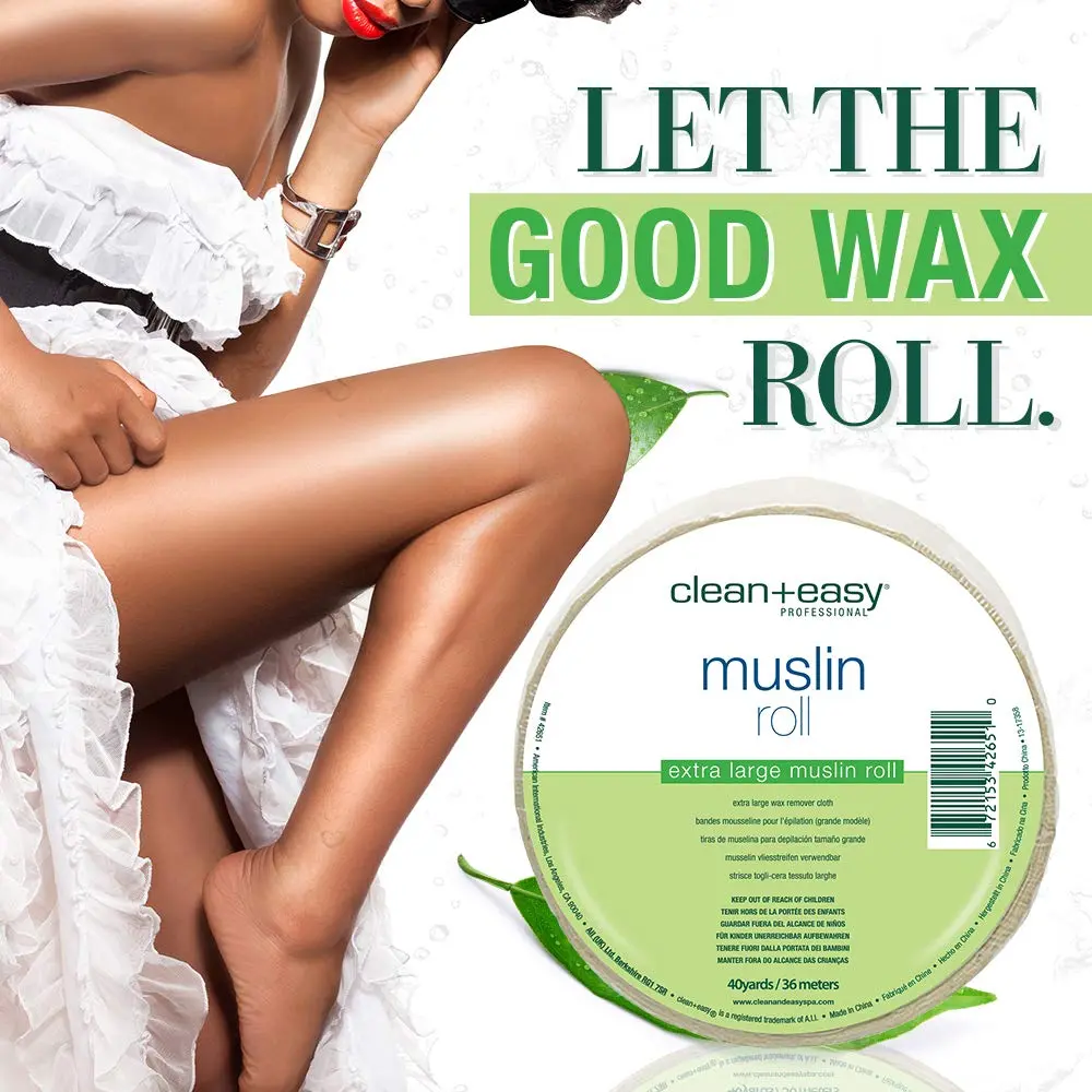 Clean + Easy Muslin Wax Strips – Extra Large Wax Roll for Full Body & Facial Hair Removal, 3.5" x 40 Yards - view 3