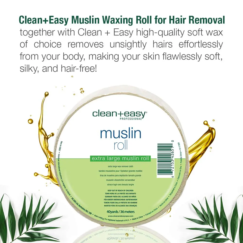 Clean + Easy Muslin Wax Strips – Extra Large Wax Roll for Full Body & Facial Hair Removal, 3.5" x 40 Yards - view 4