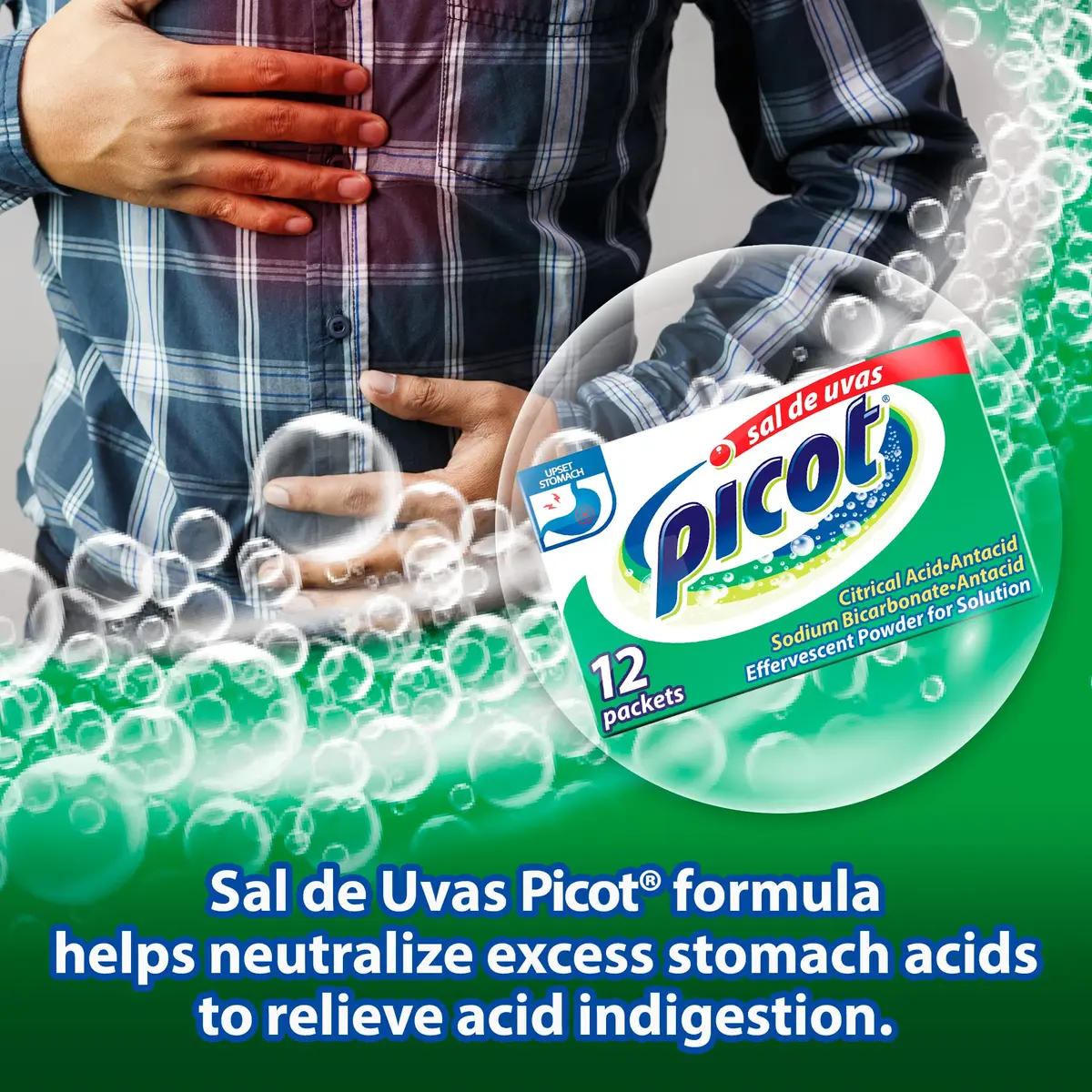 SAL DE UVAS PICOT Effervescent Antacid Powder, 12 Packets | Fast Heartburn Relief, 12 Sachets - view 4