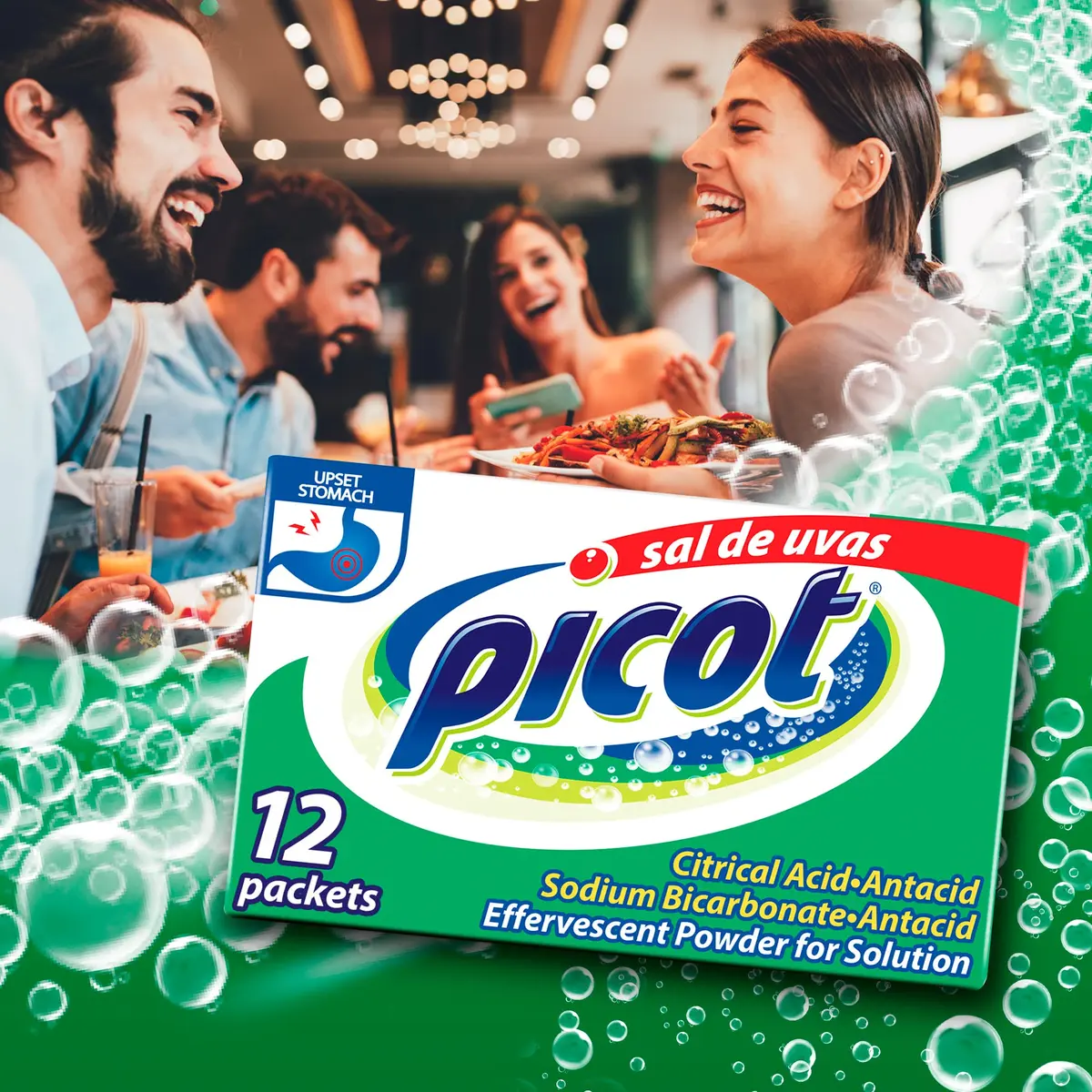 SAL DE UVAS PICOT Effervescent Antacid Powder, 12 Packets | Fast Heartburn Relief, 12 Sachets - view 2