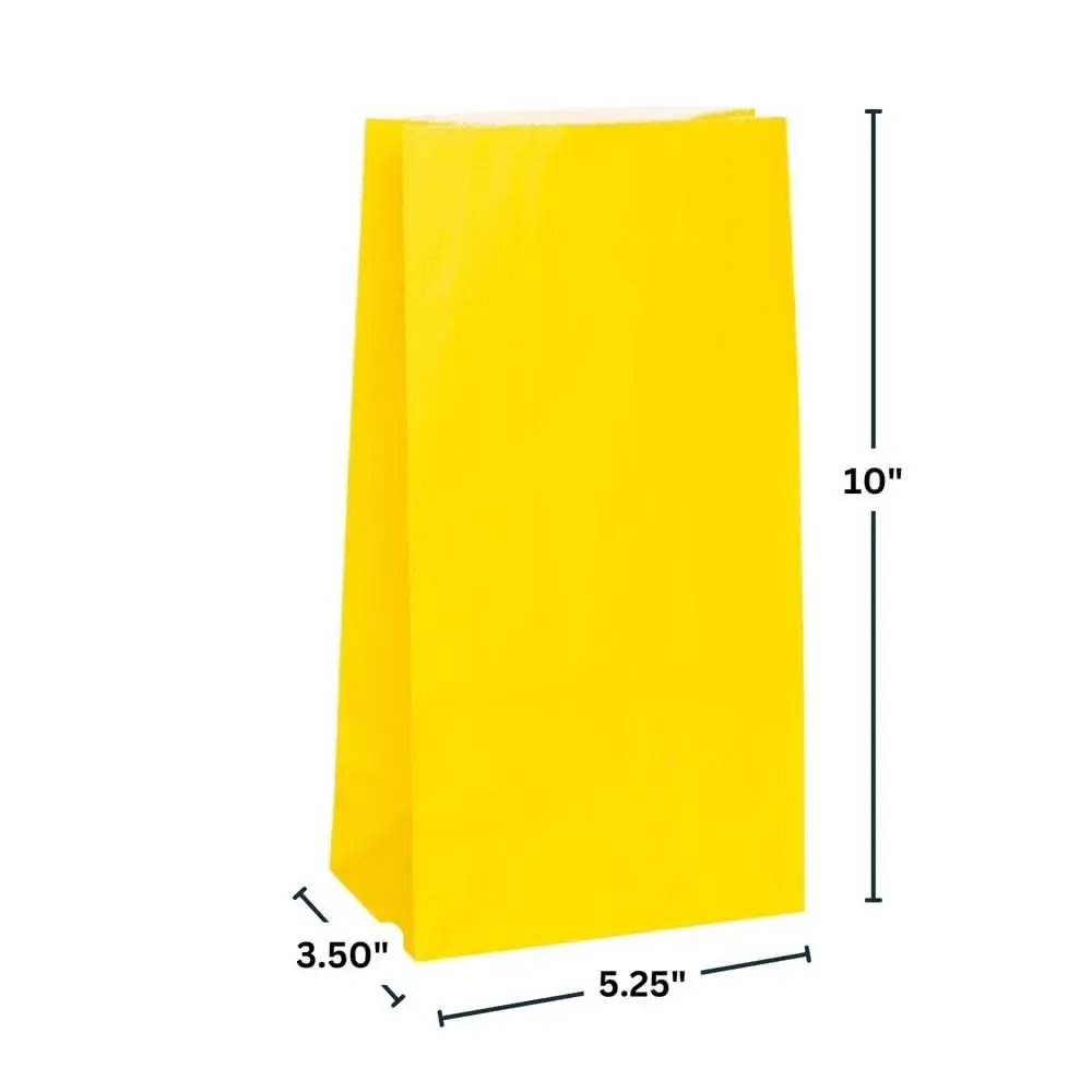 Unique Vibrant Sunflower Yellow Paper Party Bags (Pack of 12, 10" x 5") | Perfect for Celebrations & Gifts - view 2