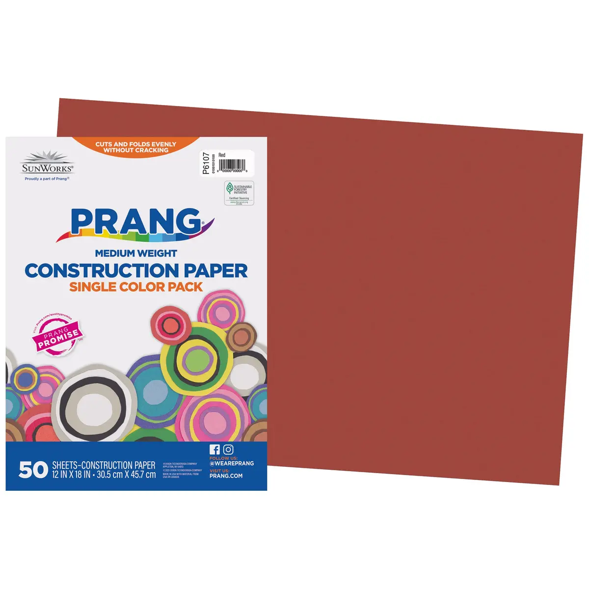 Prang Red Construction Paper 12" x 18" 50 Sheets | Heavyweight Paper for Crafts - main product image