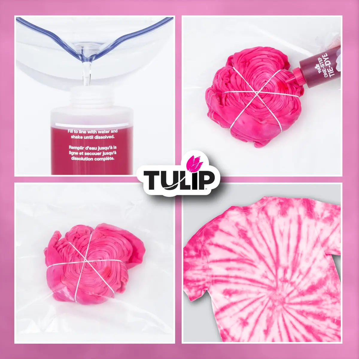 Tulip One-Step Tie-Dye Kit Fuchsia Liquid Fabric Dye 120ml (4 fl oz) | Vibrant Colors for Cotton, Rayon, Silk, Wool - view 2