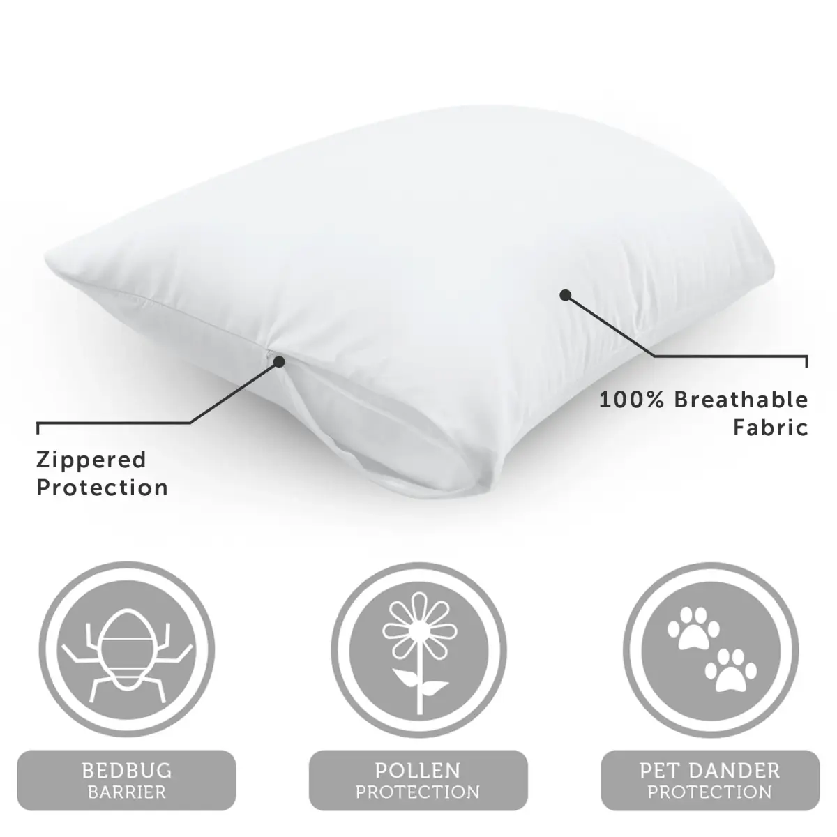 Aller-Ease Breathable Cotton Pillow Protector Queen 76cm x 51cm (30" x 20") | Allergy Protection & Extended Pillow Life - view 8