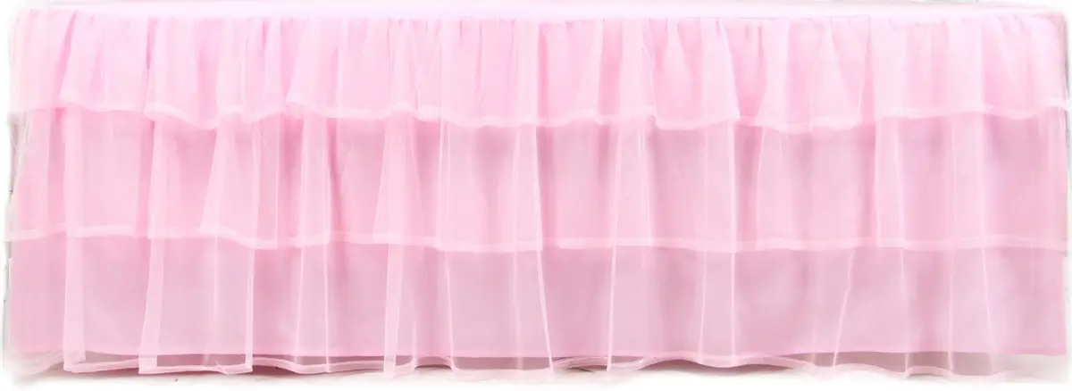 Tadpoles Triple Layer Tulle Nursery Crib Skirt for Baby Girls or Boys | Pink Crib-Size - view 2