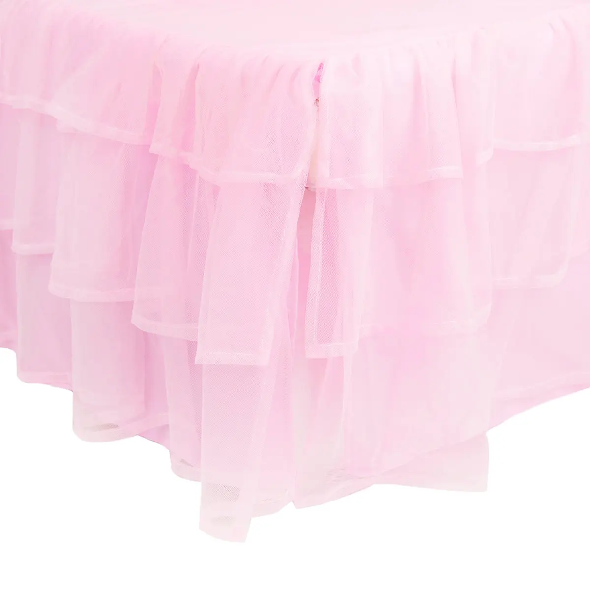 Tadpoles Triple Layer Tulle Nursery Crib Skirt for Baby Girls or Boys | Pink Crib-Size - view 3